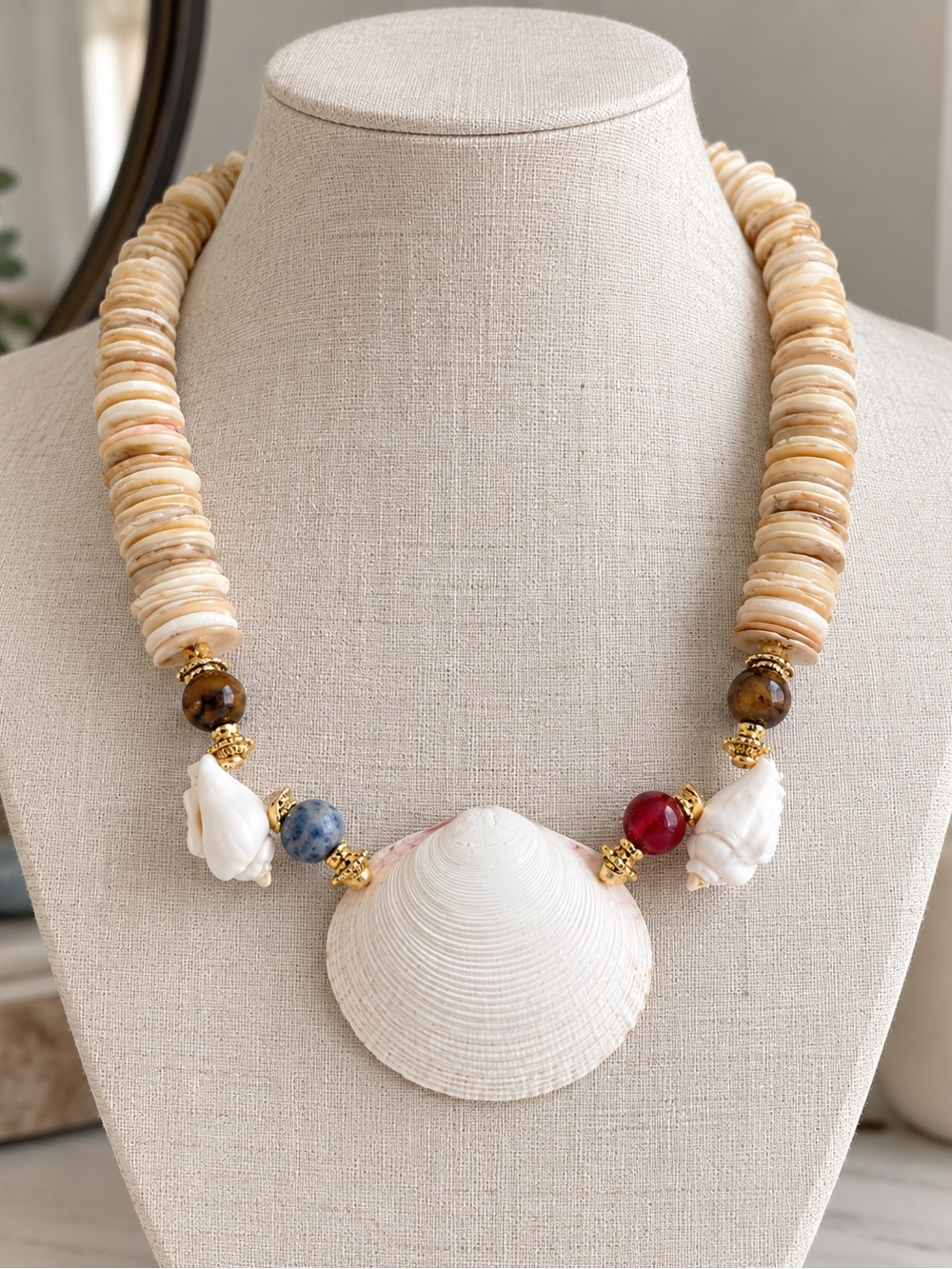 New MAYAMAR natural Shell and genuine stone necklace - seashell cove necklace